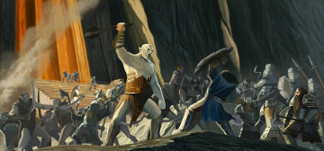 Картинка рисованные кино дубощит торин гномы сражение орки азог hobbit путешевствие невероятное хоббит