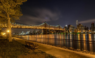 Картинка города -+мосты река ночь огни