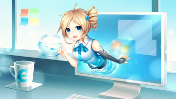 Картинка компьютеры windows+xp взгляд фон девушка