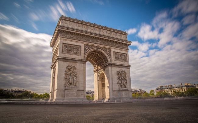 Обои картинки фото arc de triomphe, города, париж , франция, арка, площадь