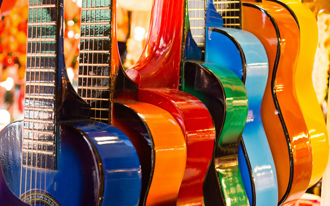 Обои картинки фото музыка, -музыкальные инструменты, colorful, guitars, гитара