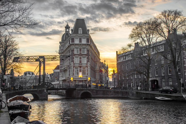 Обои картинки фото amsterdam, города, амстердам , нидерланды, канал