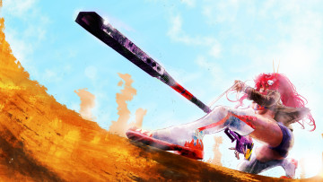 Картинка аниме tengen+toppa+gurren-lagann фон оружие девушка