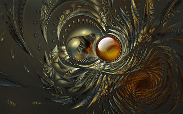Картинка 3д+графика абстракция+ abstract сфера перья изгибы