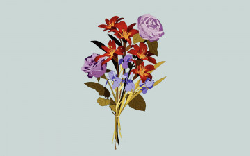Картинка рисованное цветы букет