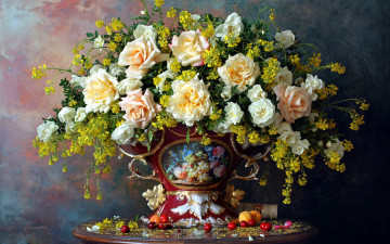 обоя цветы, букеты,  композиции, ваза, букет, розы