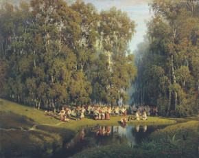 Картинка рисованные живопись деревья люди