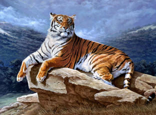 Картинка рисованные raymond reibel тигр на рассвете