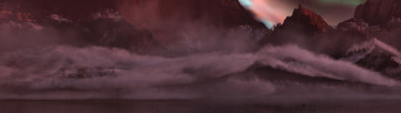 Картинка фэнтези пейзажи туман звезды озеро горы