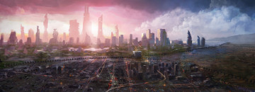 Картинка future city фэнтези иные миры времена будущее город