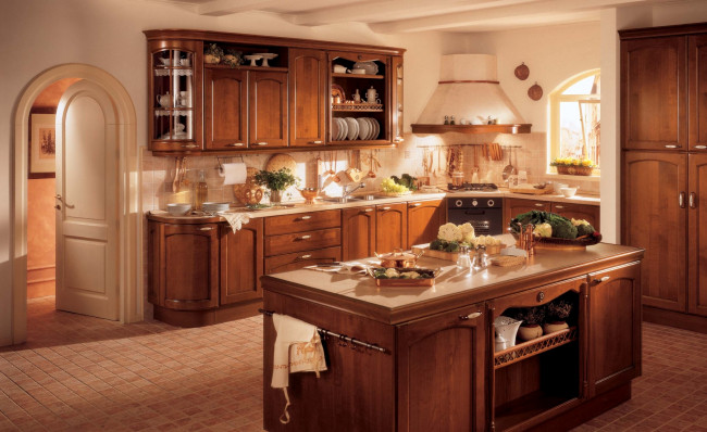 Обои картинки фото интерьер, кухня, посуда, плита, продукты, стол