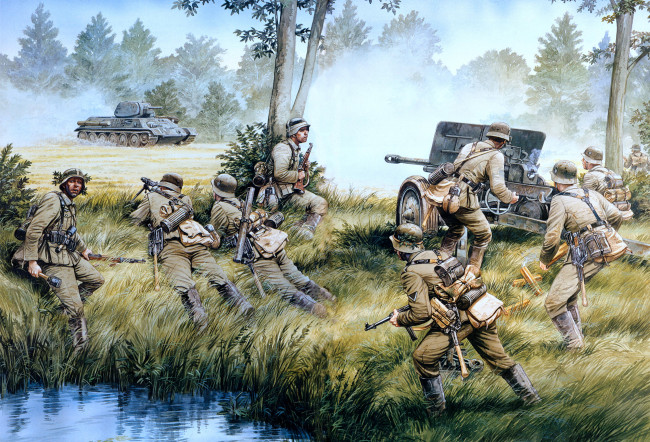 Обои картинки фото рисованные, армия, пушка, танк