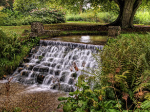 Картинка hampshire англия природа водопады водопад река растения