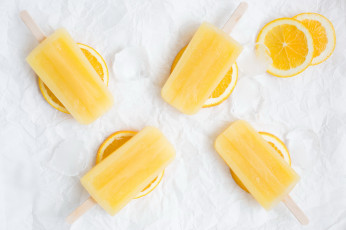 Картинка еда мороженое +десерты лед дольки апельсина фруктовое