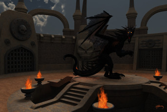 Картинка 3д+графика существа+ creatures дракон огни