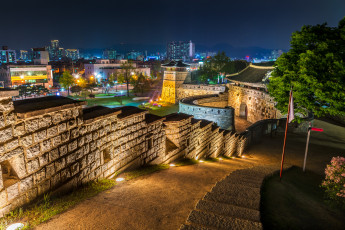 Картинка города -+дворцы +замки +крепости корея крепость ночь