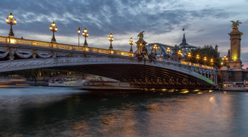 Картинка города -+мосты огни мрст река ночь