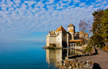 Картинка ch& 226 teau+de+chillon города замки+швейцарии озеро замок