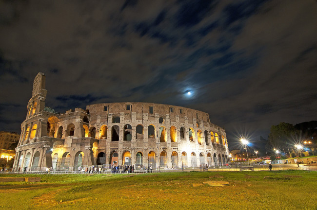 Обои картинки фото rome colosseum, города, рим,  ватикан , италия, огни, колизей, ночь