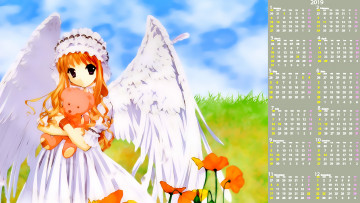 Картинка календари аниме взгляд девочка цветы крылья игрушка