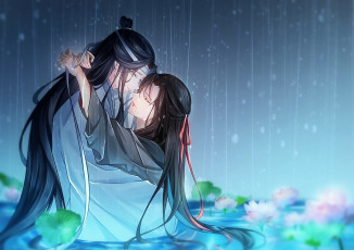 Картинка аниме mo+dao+zu+shi лань ванцзи вэй усянь озеро дождь