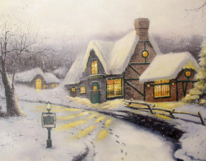 Картинка thomas kinkade рисованные зима