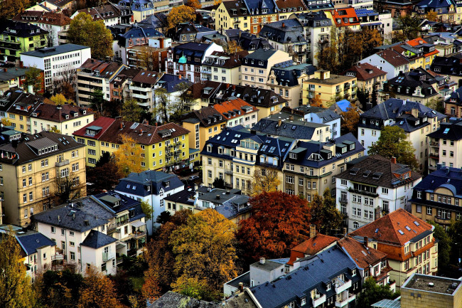 Обои картинки фото франкфурт, германия, города, панорамы, крыши, много, дома