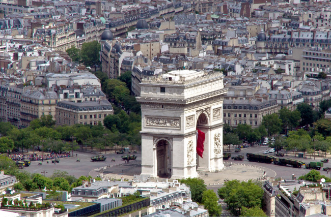 Обои картинки фото города, париж, франция, арка, улицы, елисейские, поля