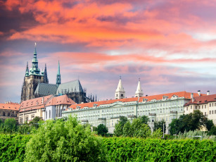 Картинка города прага+ Чехия деревья замок прага чехия