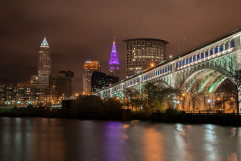 Картинка города -+мосты река ночь огни мост