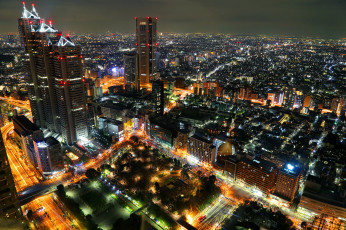 Картинка tokyo+night города токио+ Япония огни панорама ночь