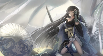 Картинка аниме оружие +техника +технологии меч девушка арт kikivi зонтики