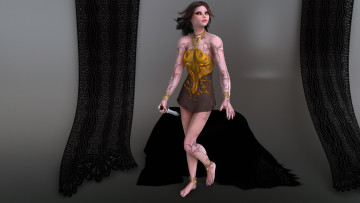 Картинка 3д+графика фантазия+ fantasy фон тату взгляд девушка нож
