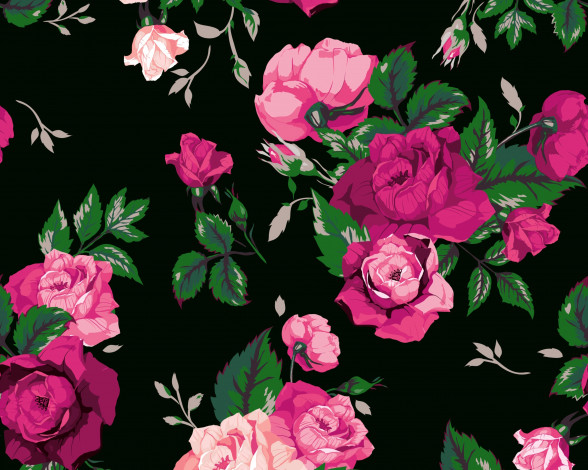 Обои картинки фото векторная графика, цветы , flowers, rose, floral, pattern, розы, принт, фон, цветы