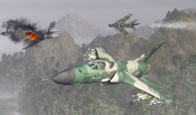 Обои картинки фото 3д графика, армия , military, самолеты, полет, горы
