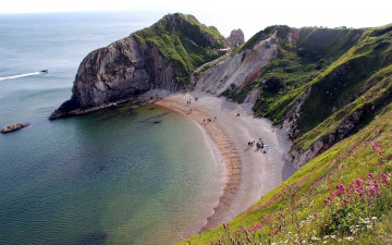 Картинка природа побережье луг пляж скалы
