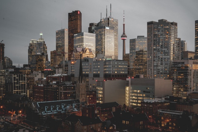 Обои картинки фото города, торонто , канада, утро, огни, город, торонто