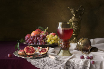 Картинка еда натюрморт снедь виноград гранат