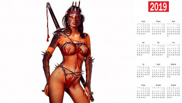 Картинка календари фэнтези взгляд оружие девушка
