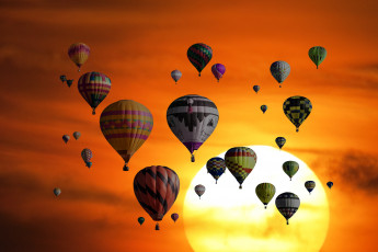обоя воздушные шары, авиация, воздушные шары дирижабли, hot, air, balloons, sunset, orange, sky, travel, vacation, holidays, adventure, view