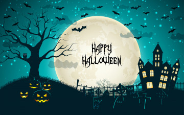 обоя праздничные, хэллоуин, праздник, halloween, ночь, замок, тыква