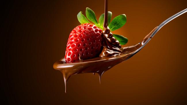 Обои картинки фото еда, клубника,  земляника, сладость, шоколад