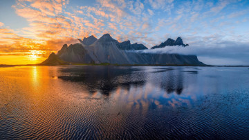 Картинка природа восходы закаты горы вода