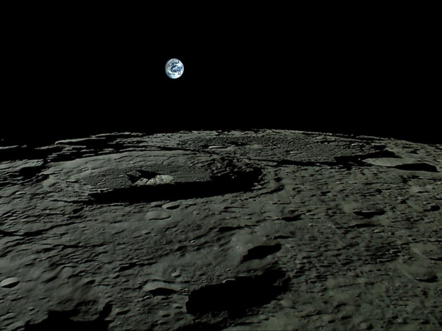 Обои картинки фото земля, вид, орбиты, луны, космос