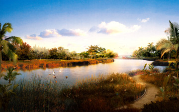 Картинка 3д графика nature landscape природа