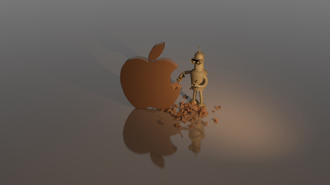 Обои картинки фото компьютеры, apple, логотип, яблоко, робот