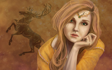 Картинка рисованное кино фон взгляд зеленые глаза game of thrones myrcella baratheon девушка