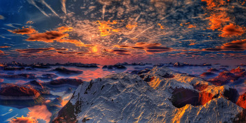 Картинка природа восходы закаты облака небо закат снег горы
