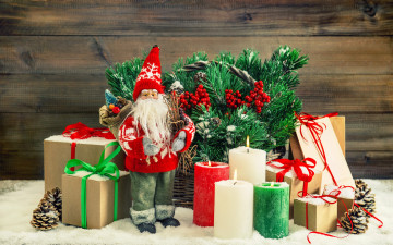 Картинка праздничные подарки+и+коробочки свечи подарки рождество украшения новый год merry елка gifts decoration xmas christmas снег