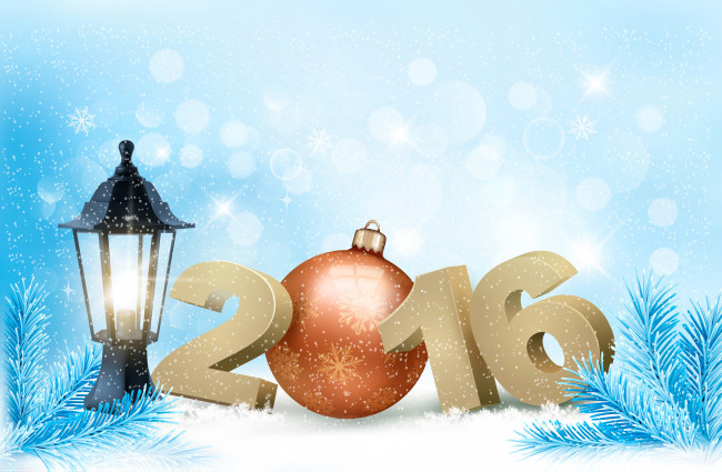Обои картинки фото праздничные, - разное , новый год, снег, праздник, игрушка, фонарь, елка, 2016